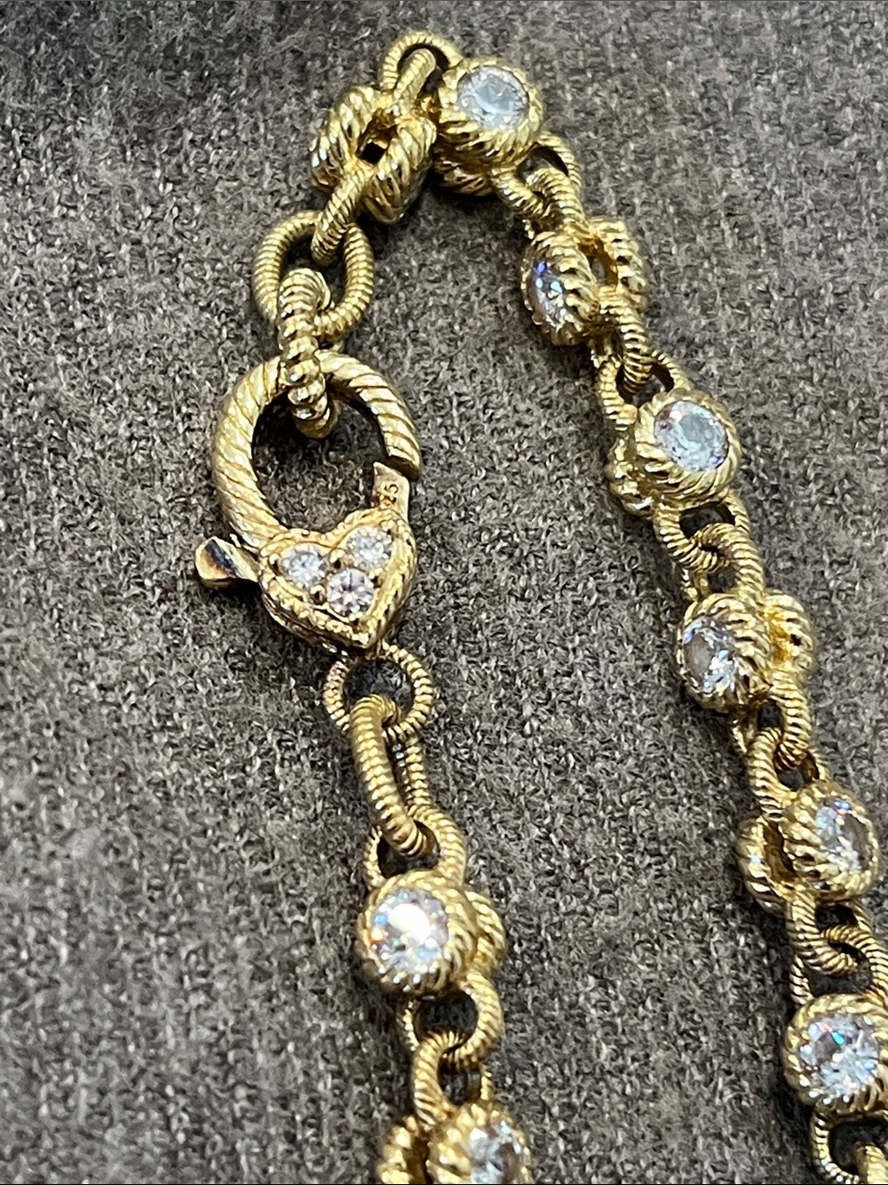 Judith Ripka Gold over Sterling Rolo-link CZ Bracelet - Picture 4 of 10